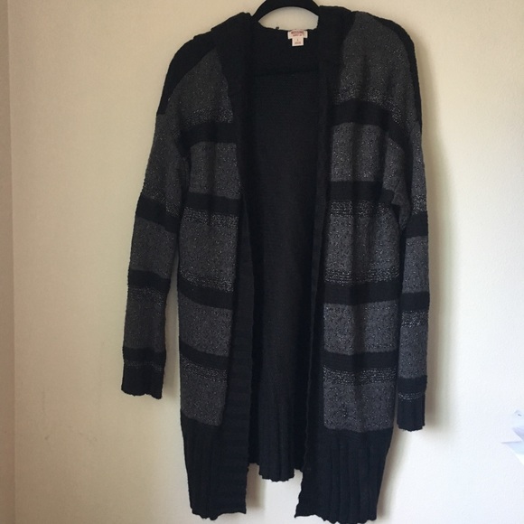 Mossimo Supply Co. Sweaters - Black Stripe Cardigan with Hood Mossimo Supply Co. Sweaters - Black Stripe Cardigan with Hood